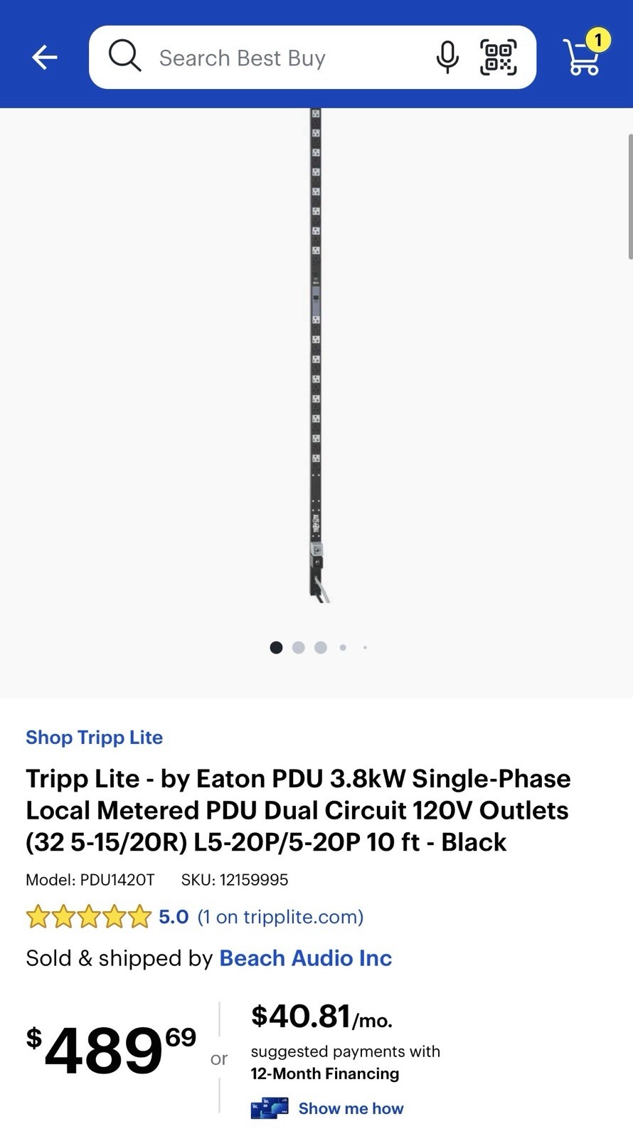 EATON Tripp Lite 32 Outlet Single Phase Metered PDU 3.8kW PDUMV40 / PD88EC