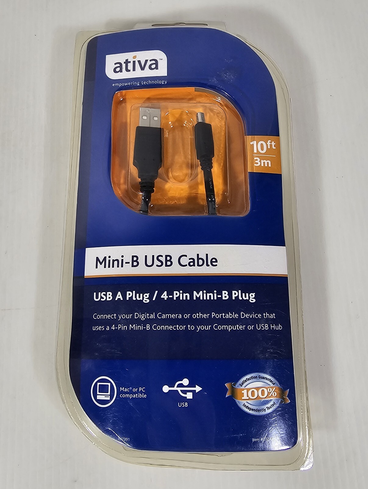 Ativa Mini-B USB Cable, NEW