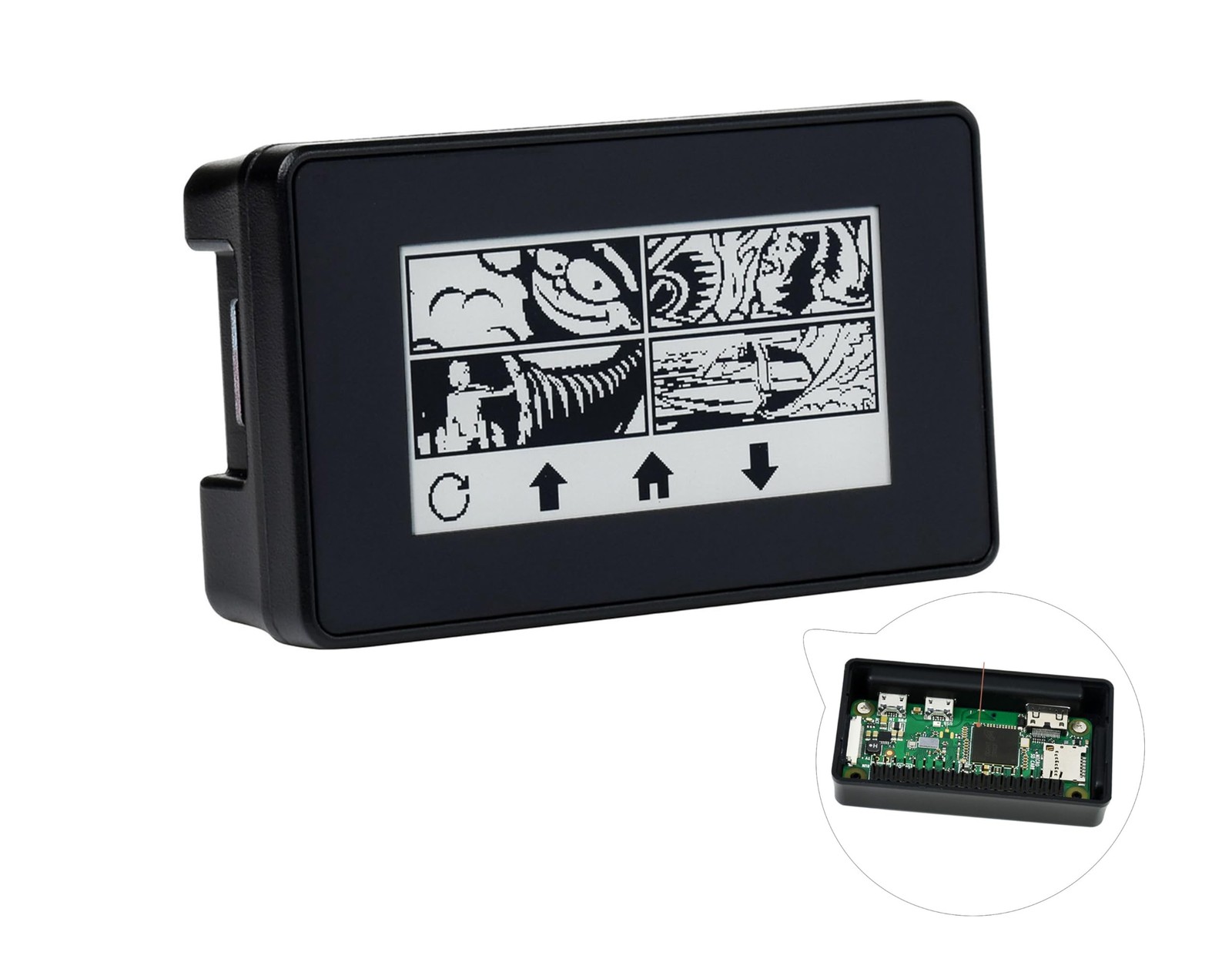 2.13inch Touch e-Paper Display with ABS Case for Raspberry Pi Zero 2 W/Raspbe...