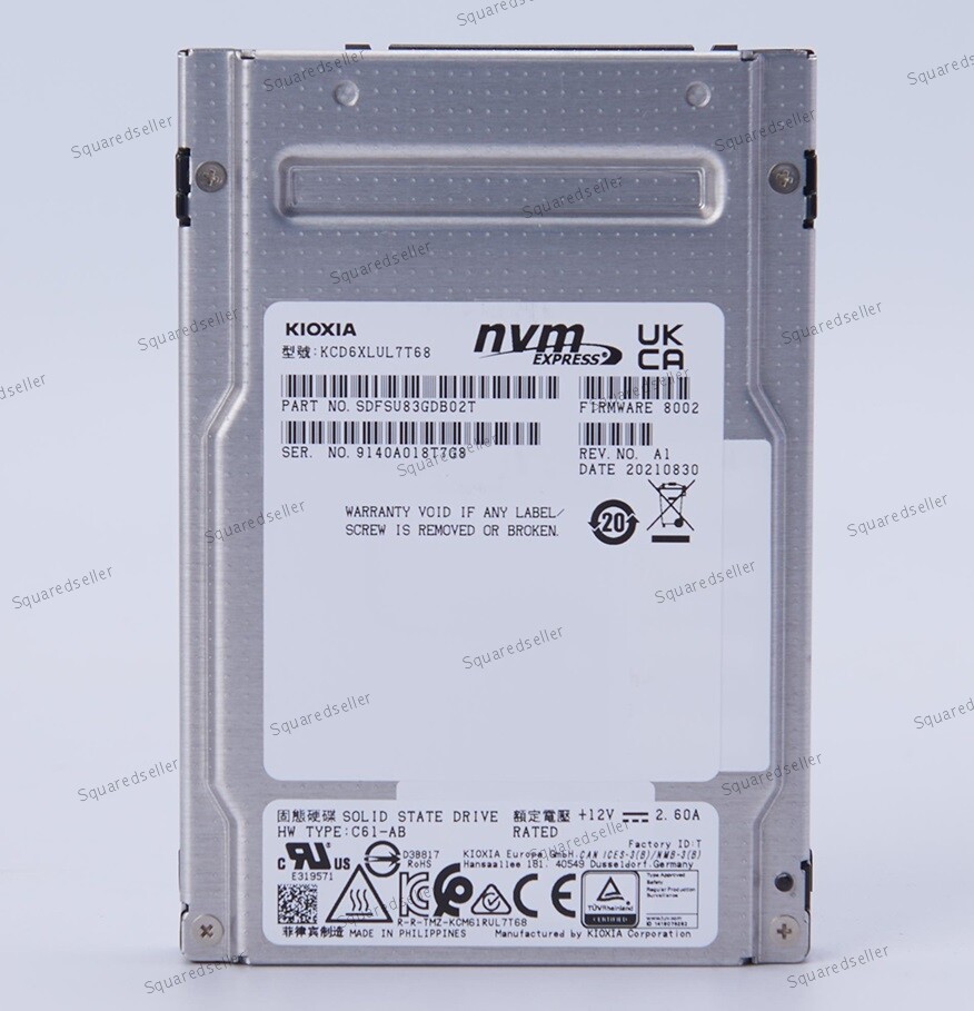 KIOXIA CD6 7.68TB SSD 2.5" U.2 NVME Solid State Drive KCD61LUL7T68
