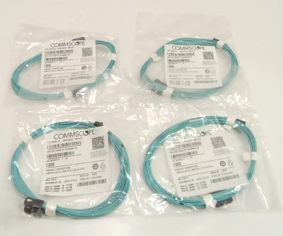Commscope FDXLCSC42-MXF010 OM4 LazrSPEED Fiber Patch Cord 1.6mm Duplex 10' 4pk