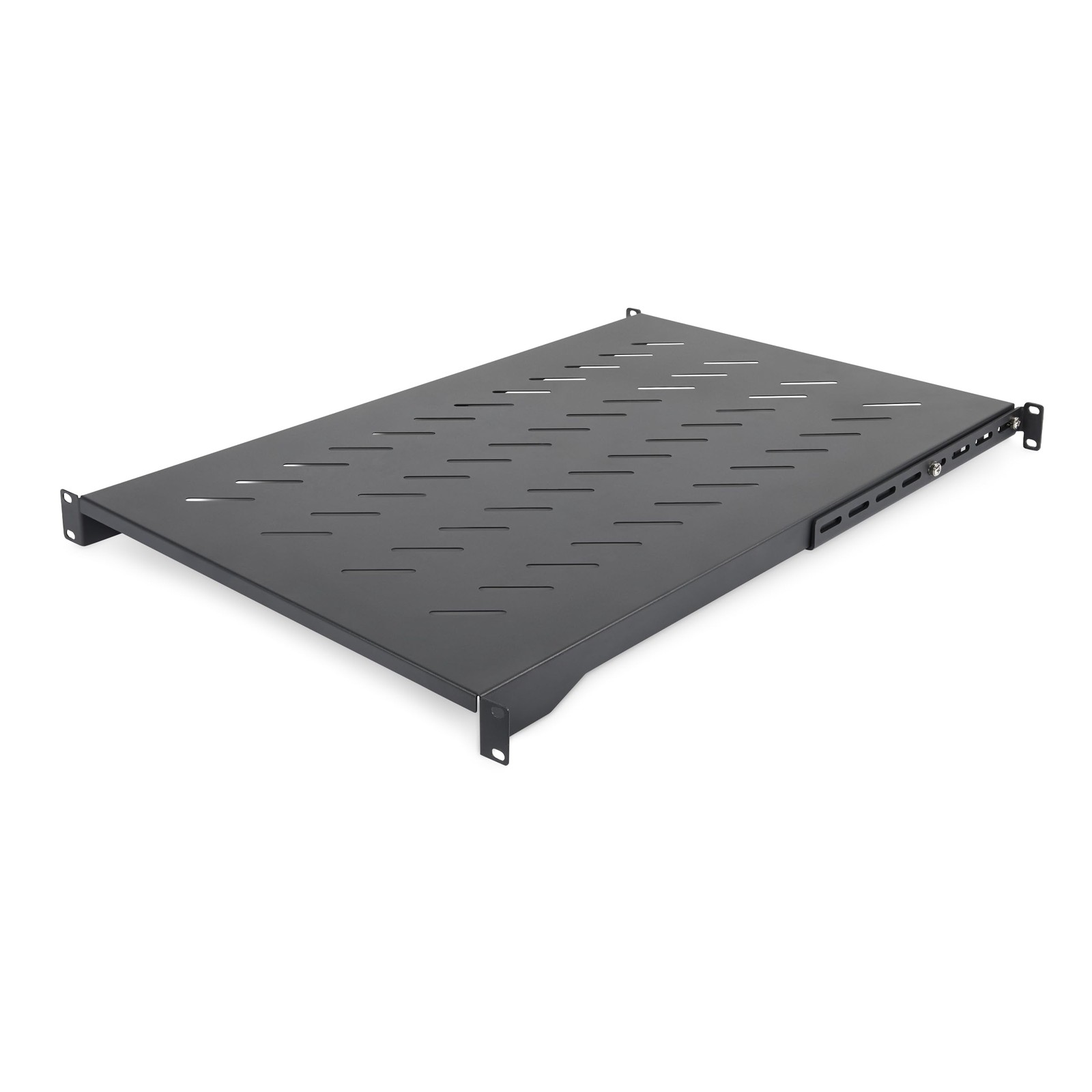Vented 1U 4-Post Server Rack Shelf, Adjustable Depth, 150Lb Capacity, Black