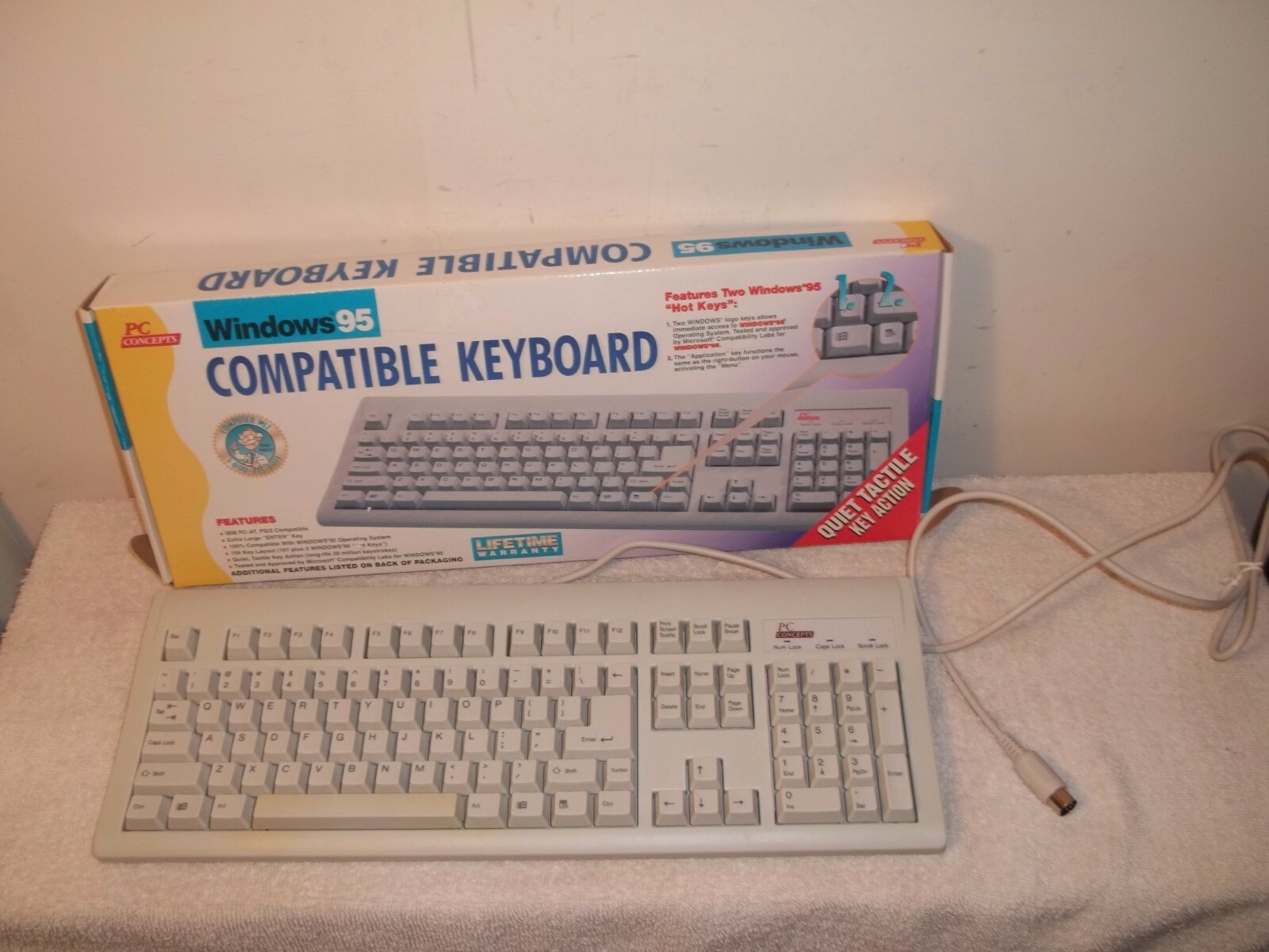 Vtg Unused In Box PC Concepts Windows 95 Compatible Computer Keyboard