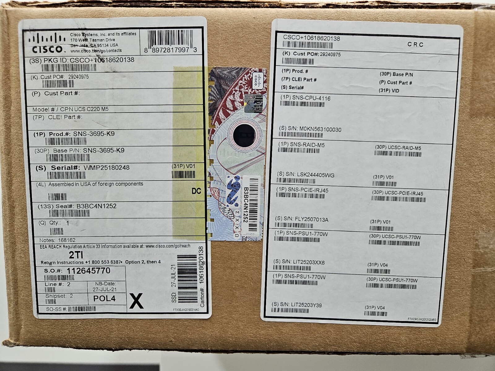 Cisco SNS-3695-K9 LARGE SECURED NETWORK SERVER Brand New Sealed MMD0