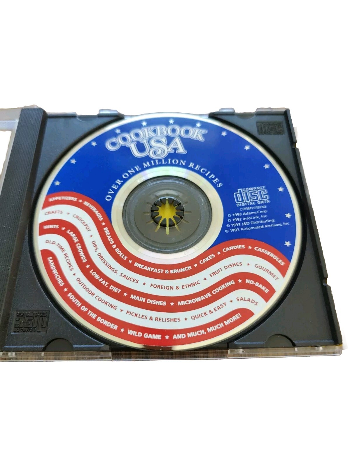 COOKBOOK USA PC COMPUTER COMPACT DISC  OVER ONE MILLION RECIPES 1993 ADAMS CORP
