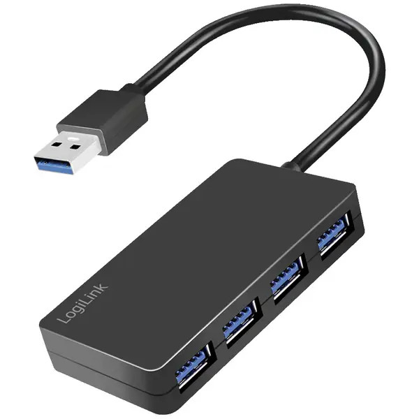 LogiLink UA0396 4-Port USB-A USB 3.2 Gen1 5Gbps USB Hub Black