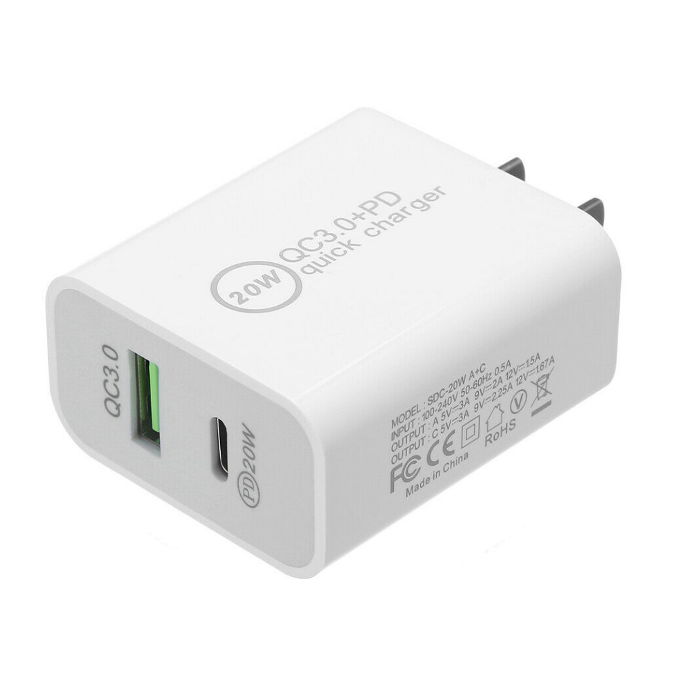 20W USB Fast Quick Charger PD+QC 3.0 Adapter Cable for iPhone 14 13 12 11 XR 8 7