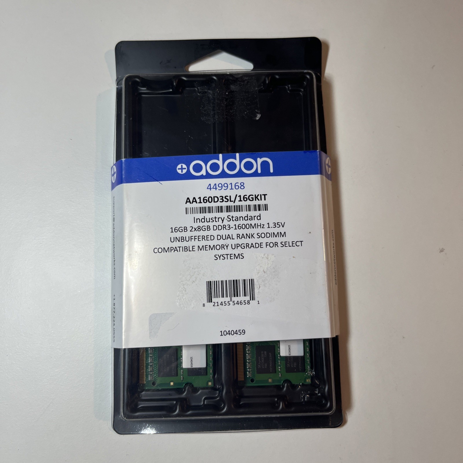 AddOn JEDEC Standard 16GB (2x8GB) DDR3-1600MHz Unbuffered Dual Rank 1.35V SODIMM