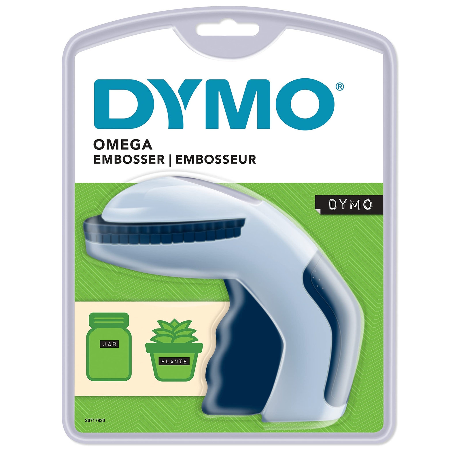 Dymo Omega Embossing Label Maker Grey Navy Ergonomic Soft Grip 49 Characters