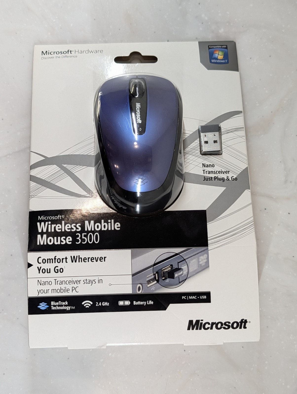 Microsoft Wireless Mobile Mouse 3500 BlueTrack Nano Transceiver 2.4GHz