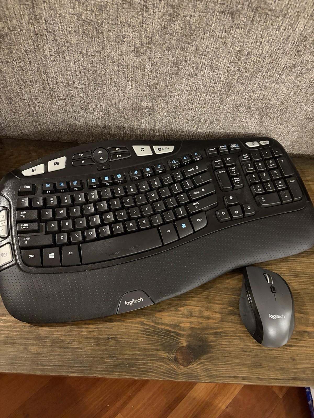 Logitech K350 Wave Ergonomic Wireless Keyboard + M705 Mouse Bundle w/ Dongle