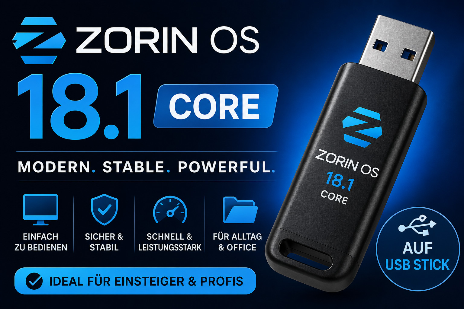 Zorin OS 18.1 Core - Bootable Linux USB Flash Drive 32GB Alternative to Win 11