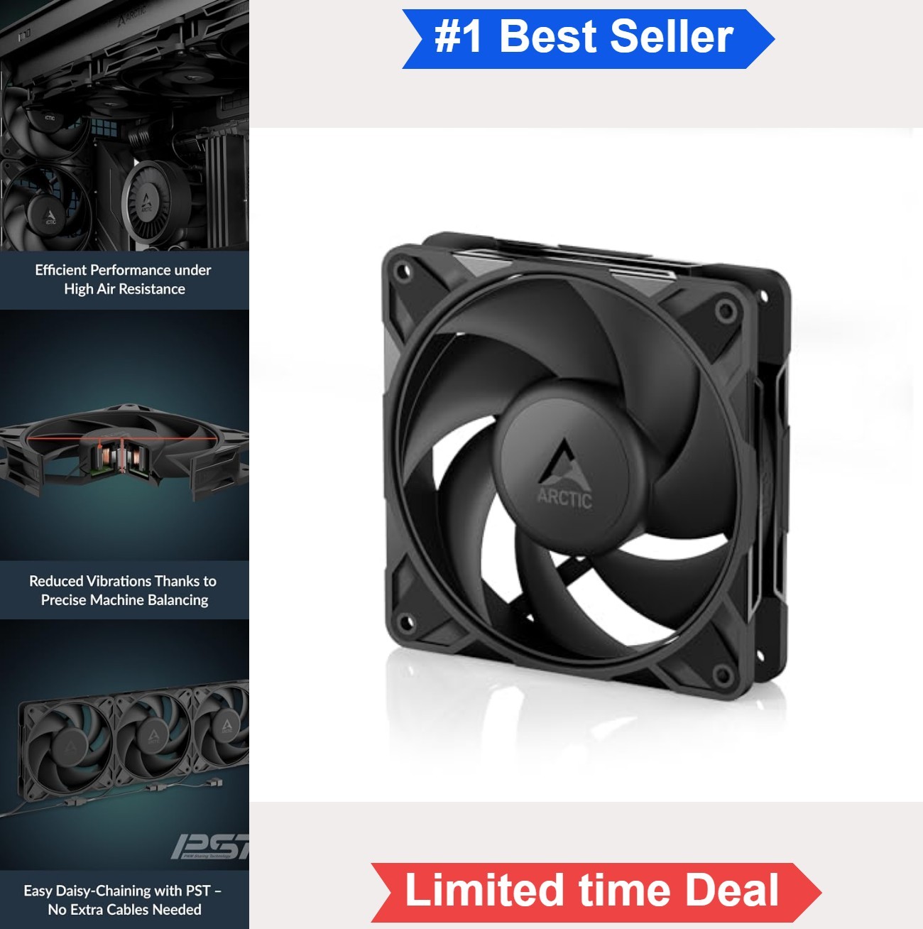 Case Fan 120mm PWM 4-Pin 600-3000 RPM 77 CFM High Static Pressure Fluid Dynamic