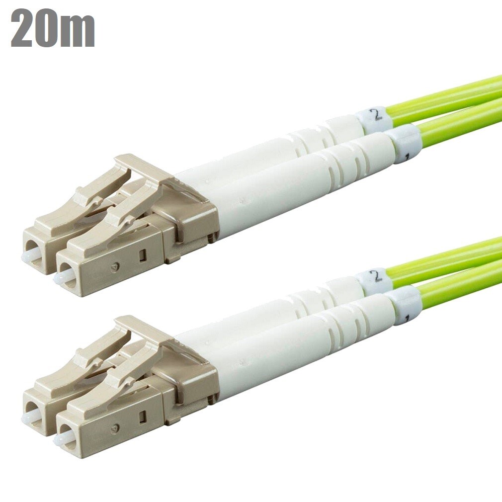 20M LC/UPC To LC/UPC Fiber Optic Multi-Mode Duplex 50/125 Patch Cable OM5 Green