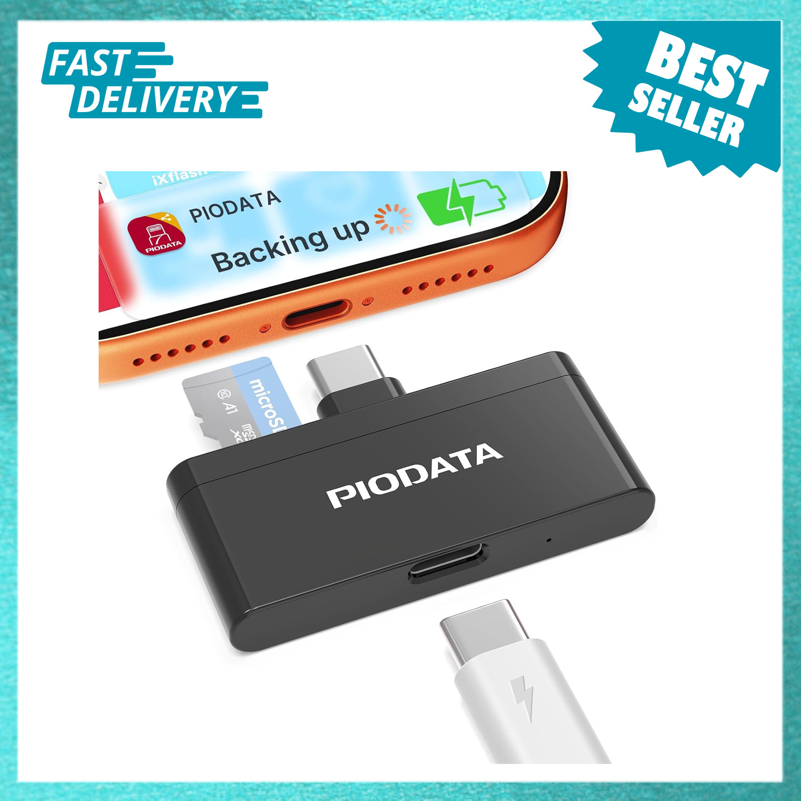Micro SD Card Reader for iPhone Android MFi Certified Fast Charging 2TB Capable