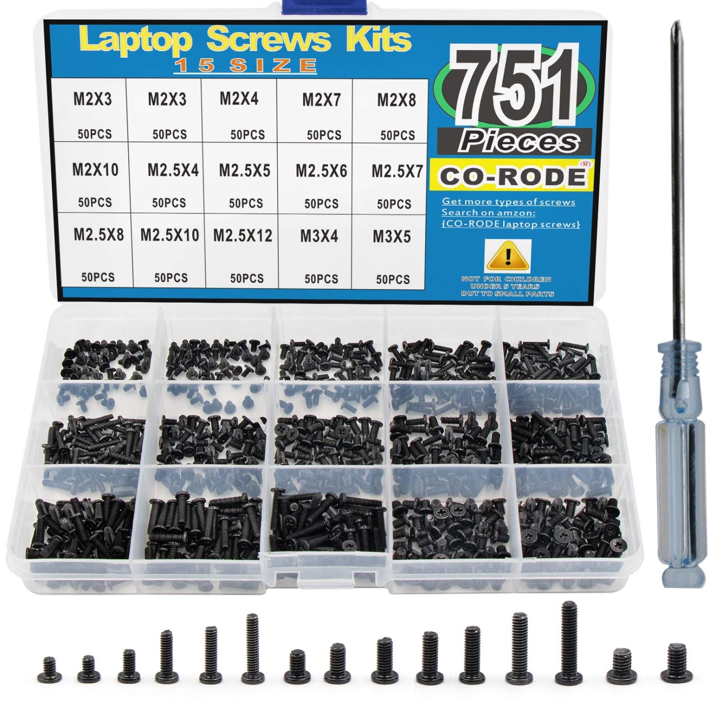 751PCS Laptop Notebook Computer Screws Kit Set with Screwdriver for IBM HP Dell