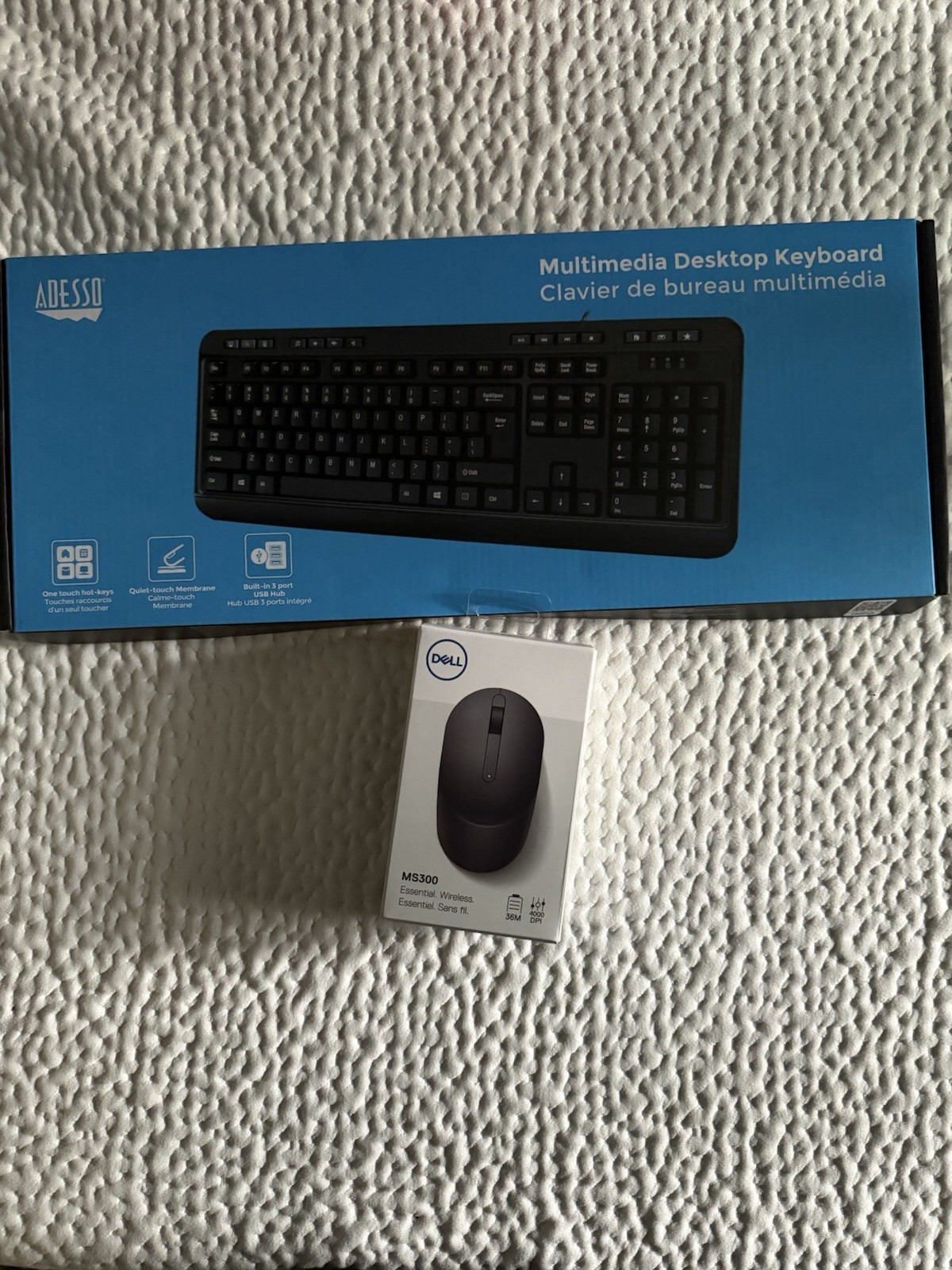 Adesso Multimedia Desktop Keyboard + Dell MS300 Wireless Mouse Combo — Brand New