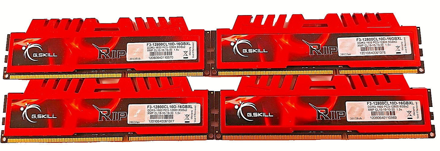 Gskill Ripjaws X 32GB DDR3 XMP RAM Kit x4 8GB PC3-12800 CL10D Memory Tested