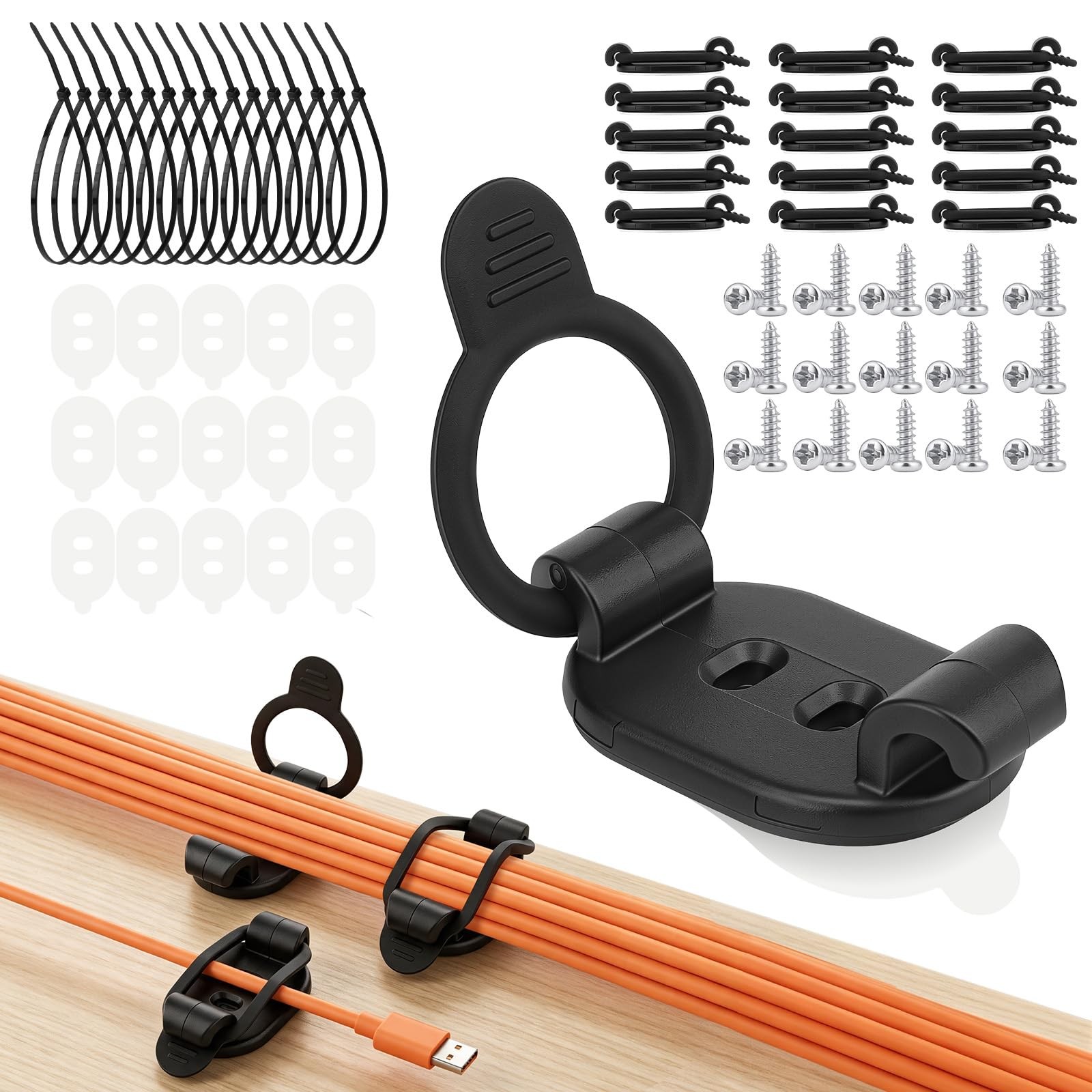 15 Pack Adjustable Elastic Adhesive Cable Clips, Cable Management Holder
