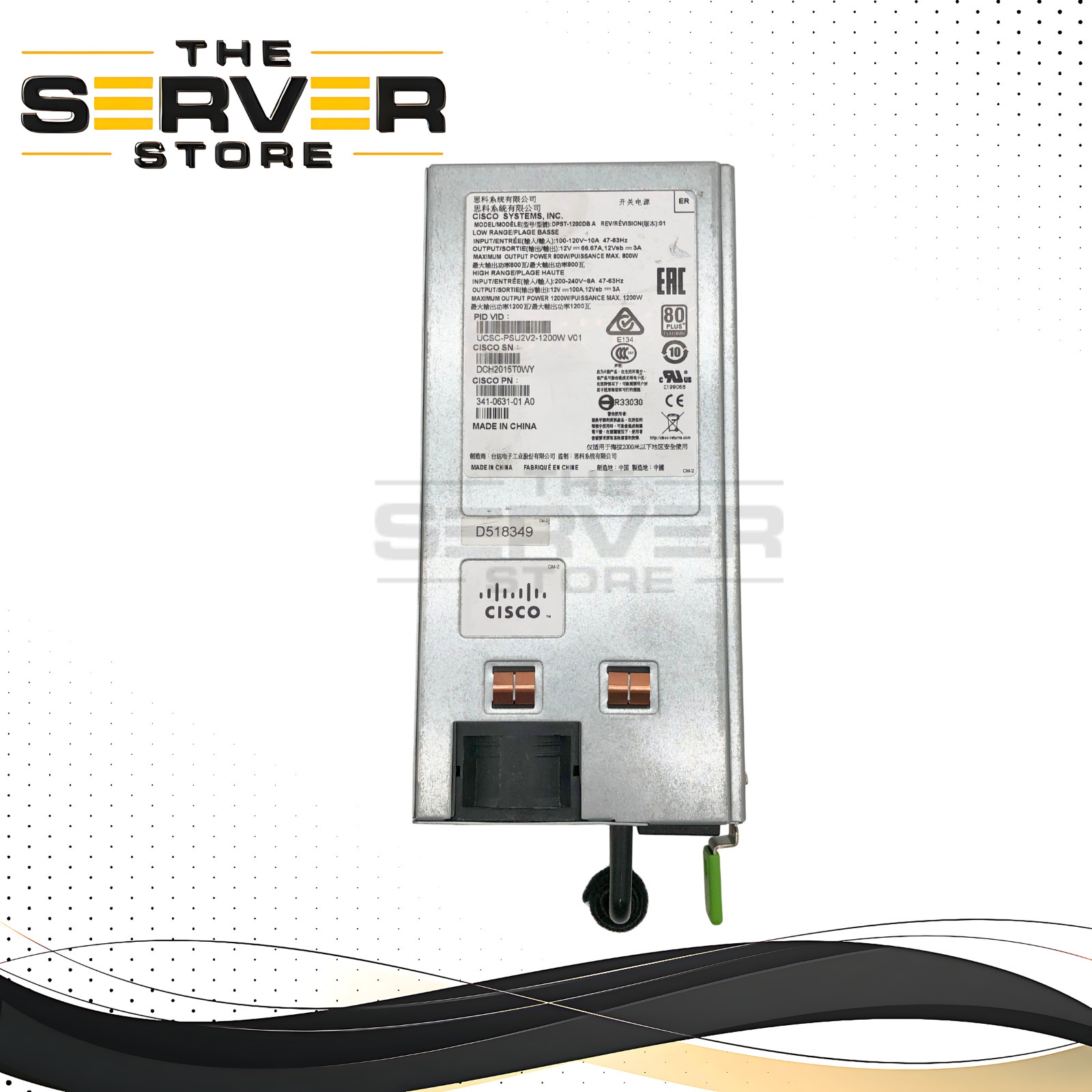 Cisco DPST-1200DB 1200W V2 Pluggable Power Supply 341-0631-01 UCSC-PSU2V2-1200W