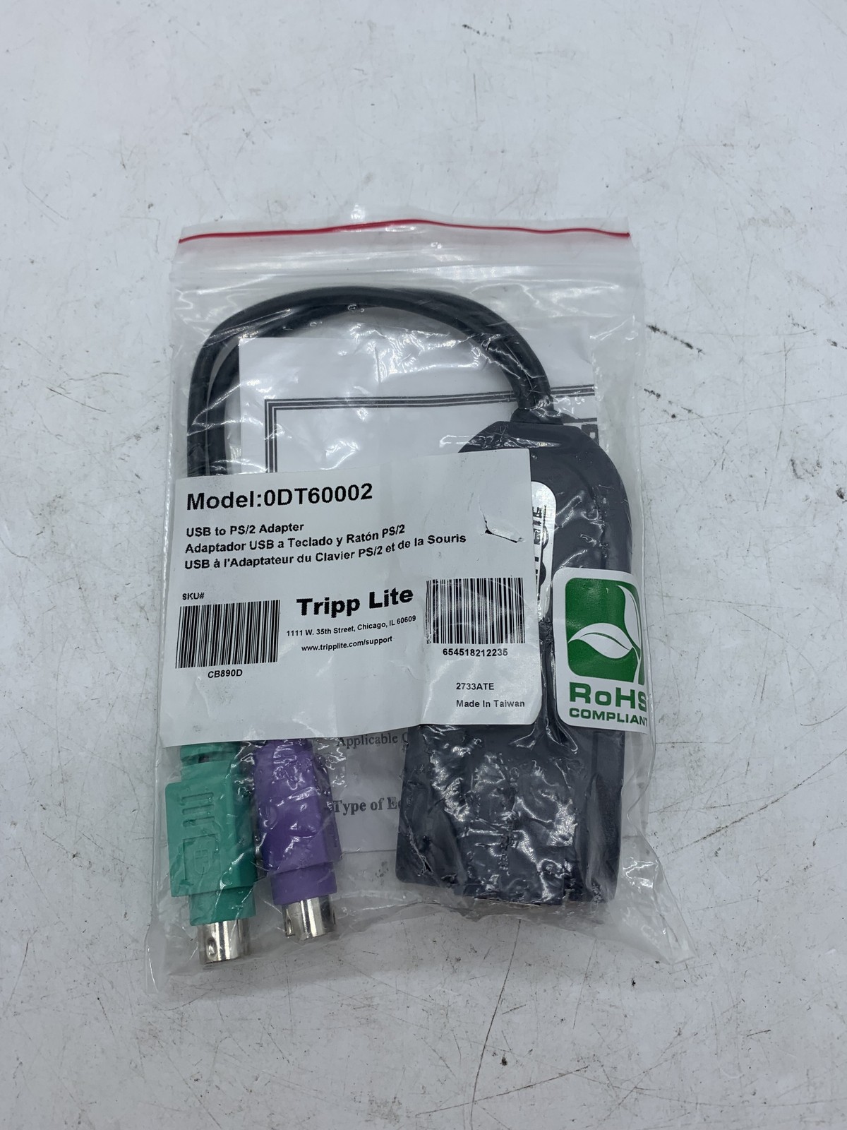 Open Box TRIPP LITE 0DT60002 USB to PS/2 Adapter ~ 