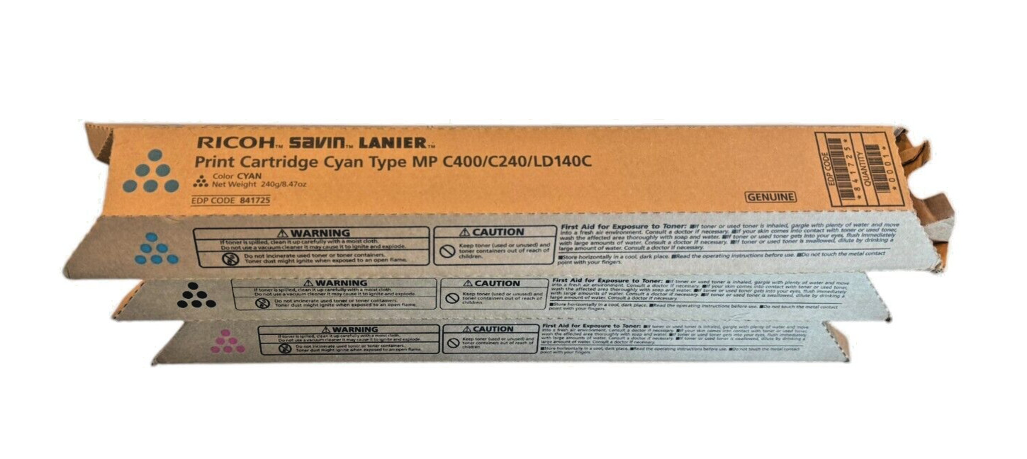 GENUINE Ricoh Savin Lanier Toner MP C400/C240/LD140C 841724 841725 841726