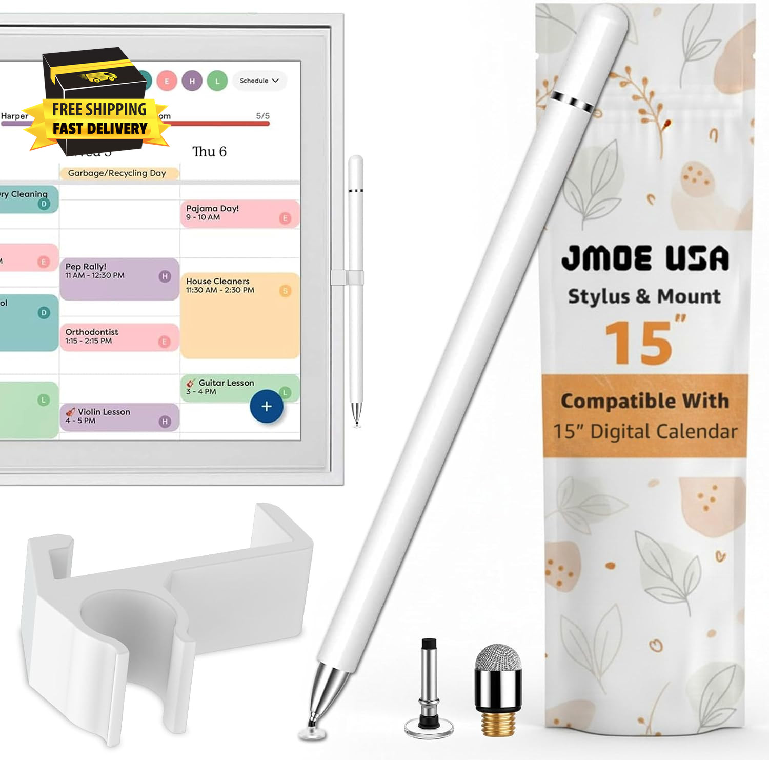 Stylus and Mount Compatible with Skylight 15 Inch Calendar | Dual Tip with Mesh