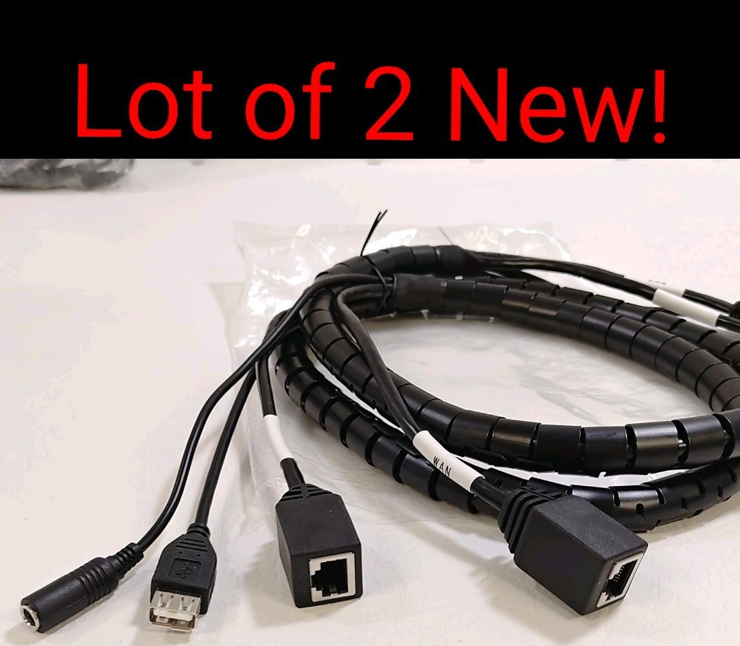 Lot Of 2 Multi-Connector Cable with USB, Ethernet, and Power Connectors - NEW