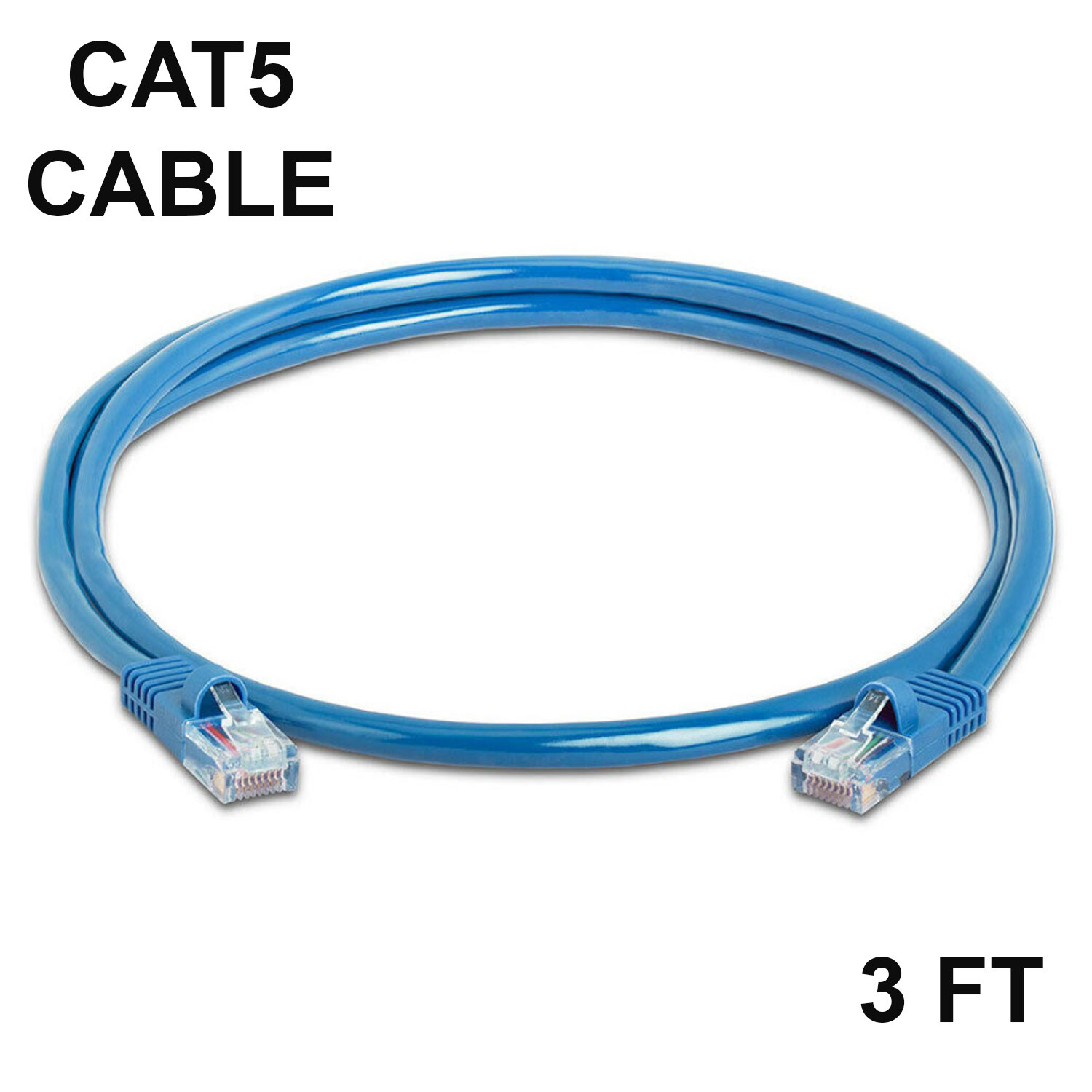 3 FT CAT5 Cable Ethernet Lan CAT5e RJ45 Network Patch Cord Internet Router BLUE