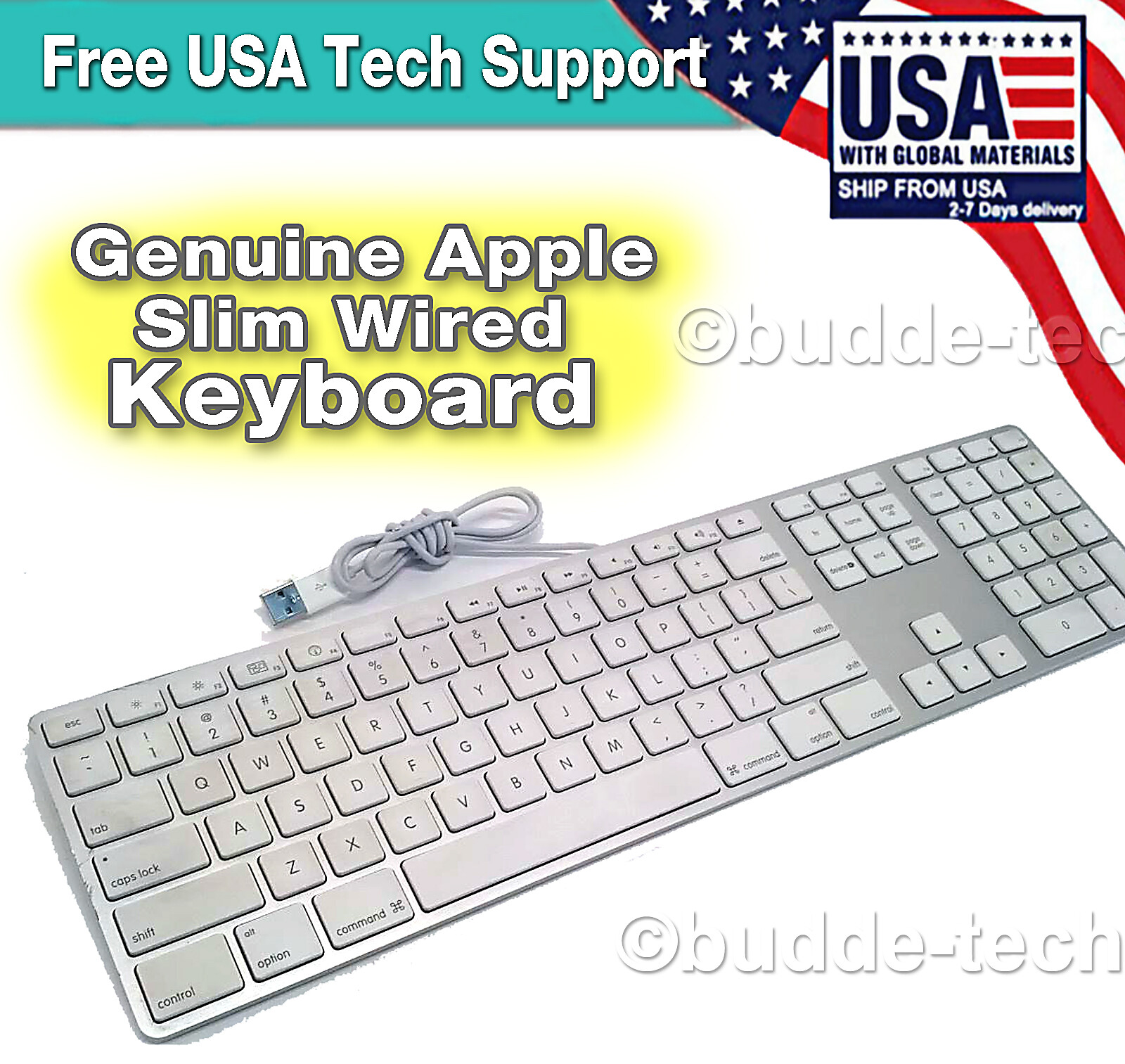 Genuine Apple Wired Aluminum USB Keyboard - A1243 MB110LL/A Slim iMac Mac Mini 