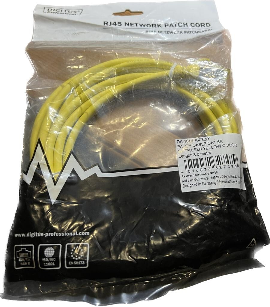 Digitus RJ45 Network Patch Cord 6A S-FTP DK-1644-A-030-Y-10 (4016032469261) 3m