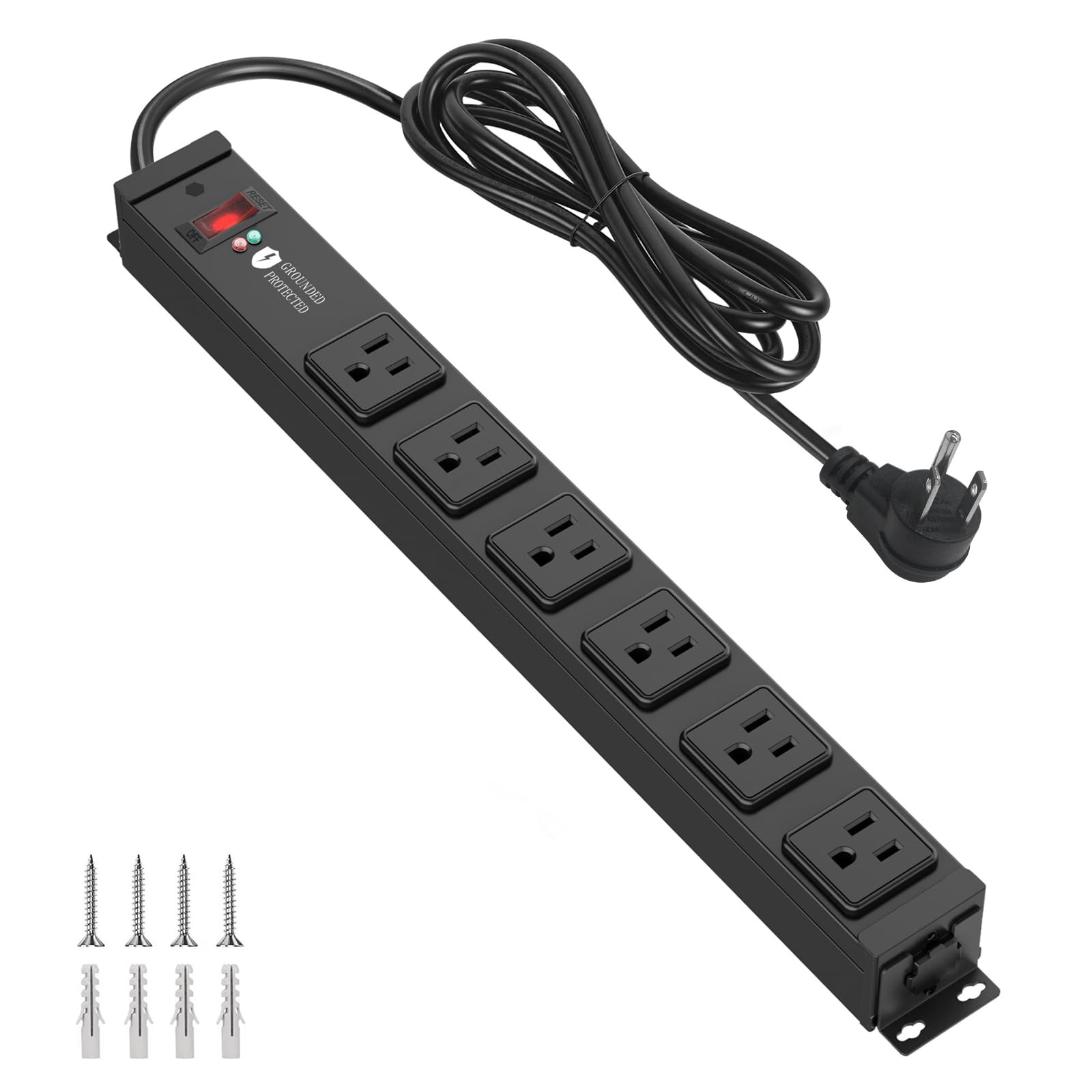 FENJIKRONIX 4000J Heavy Duty Surge Protector Power Strip, Wall Mount, 6