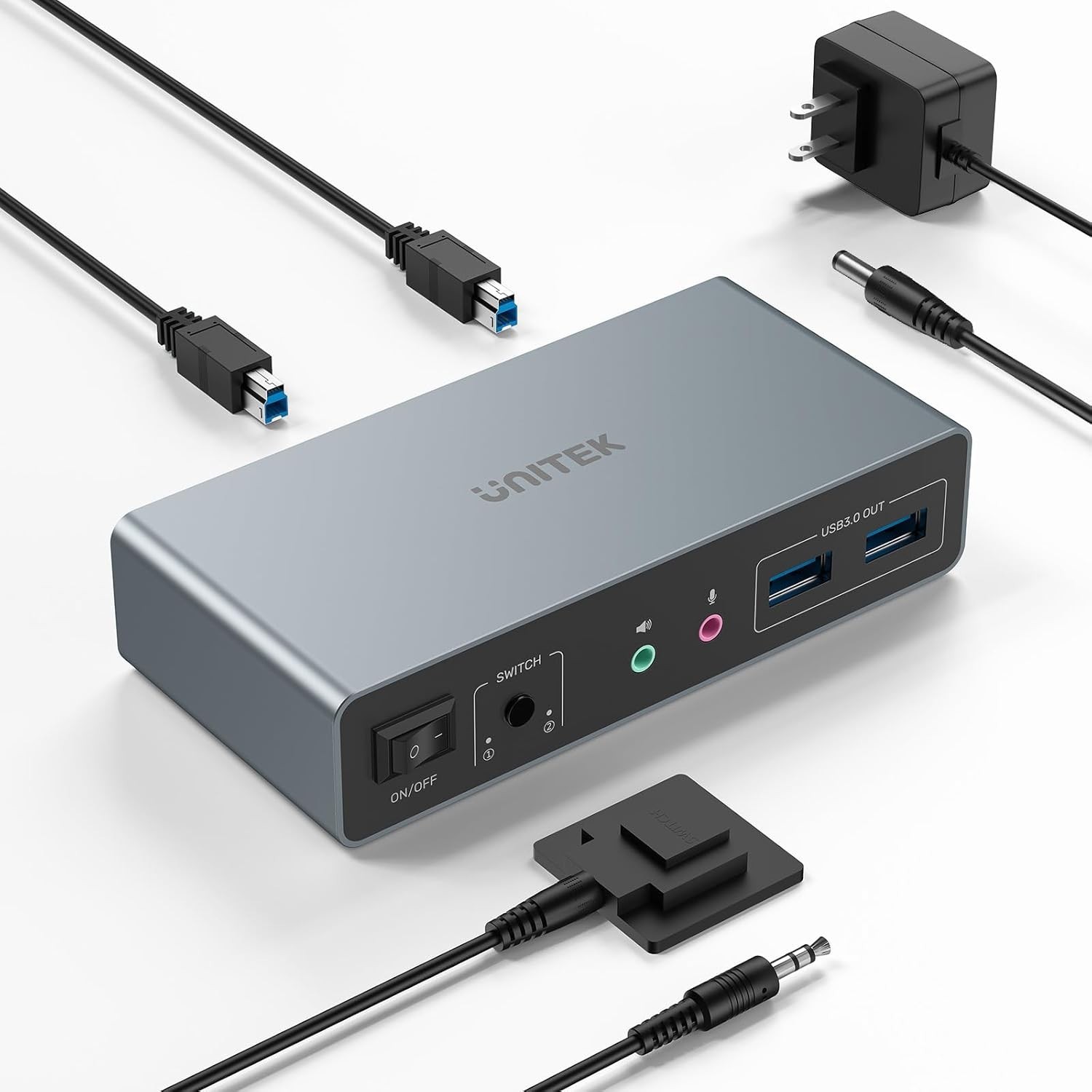 UNITEK KVM Switch Dual Monitor HDMI DP 4K@60Hz 3 USB Ports 2PC Audio Sharing