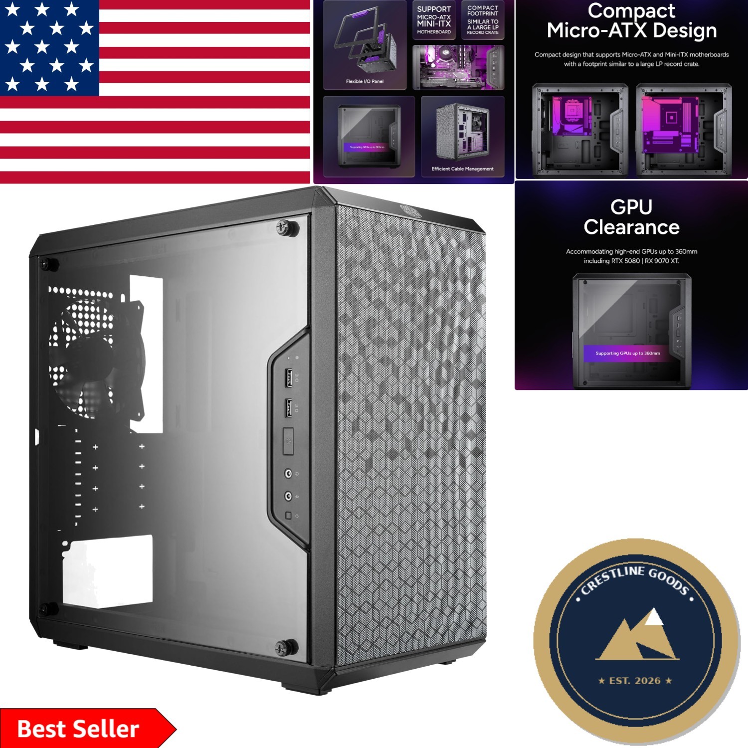 Versatile Q300L Micro-ATX Case with Adjustable I/O Panel & Edge-to-Edge View