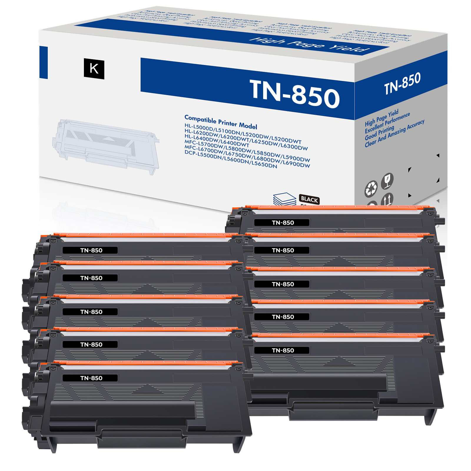 10 PK Compatible With Brother TN850 Toner Cartridge TN820 MFC-L5900DW HL-L6250DW