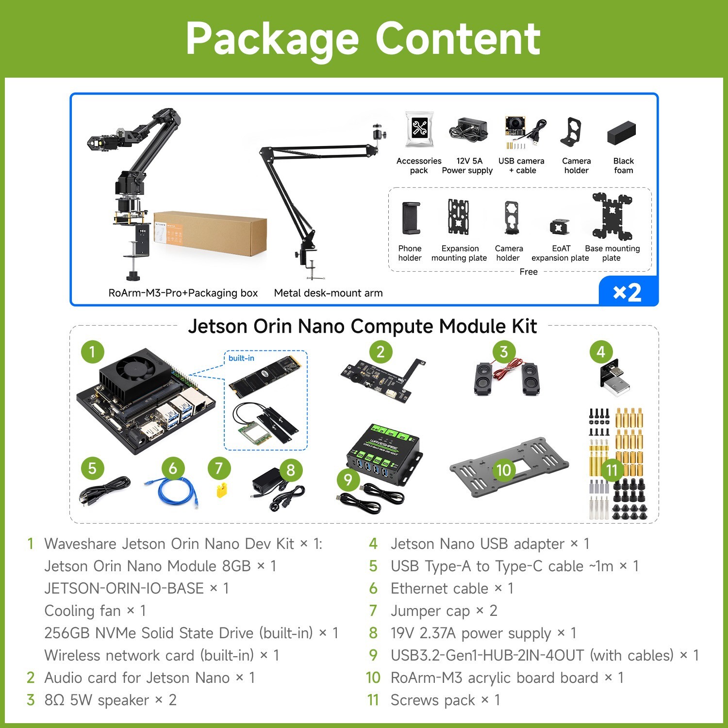 Waveshare 5 +1 DOF High-Torque Serial Bus Servo Dual Robotic Arm AI Kit Wireless