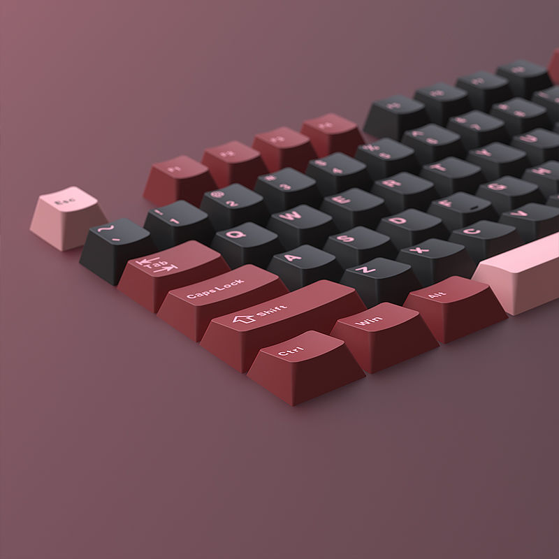 Black Red PBT Double Shot Keycaps Set Cherry Profile for MX Mechanical Keyboards