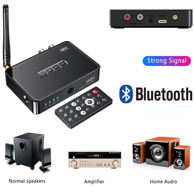 Bluetooth 5.1 Receiver NFC Wireless RCA to 3.5mm 6.5mm Aux Audio Stereo Adapter