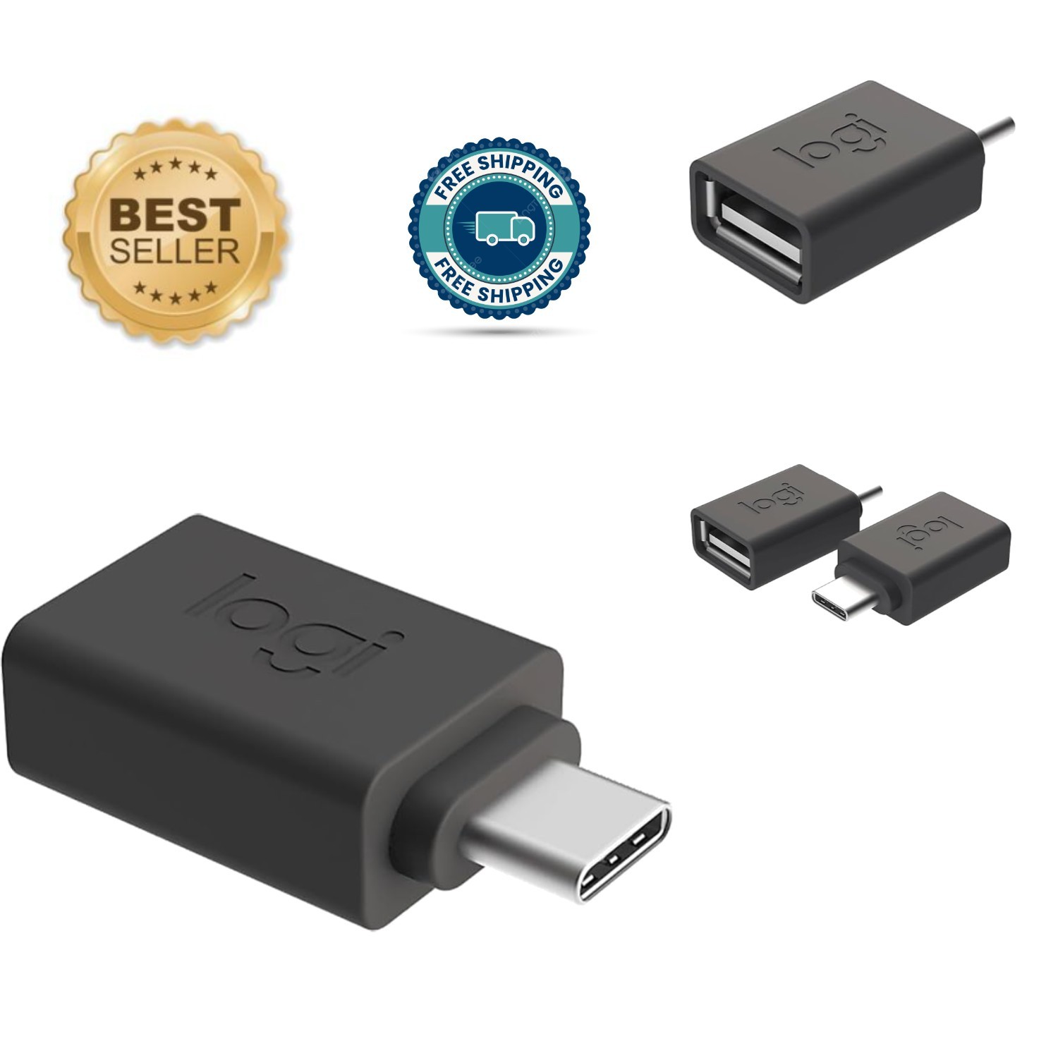 Compact USB-C to USB-A Adapter with Protective Charging Circuit - 1 Count