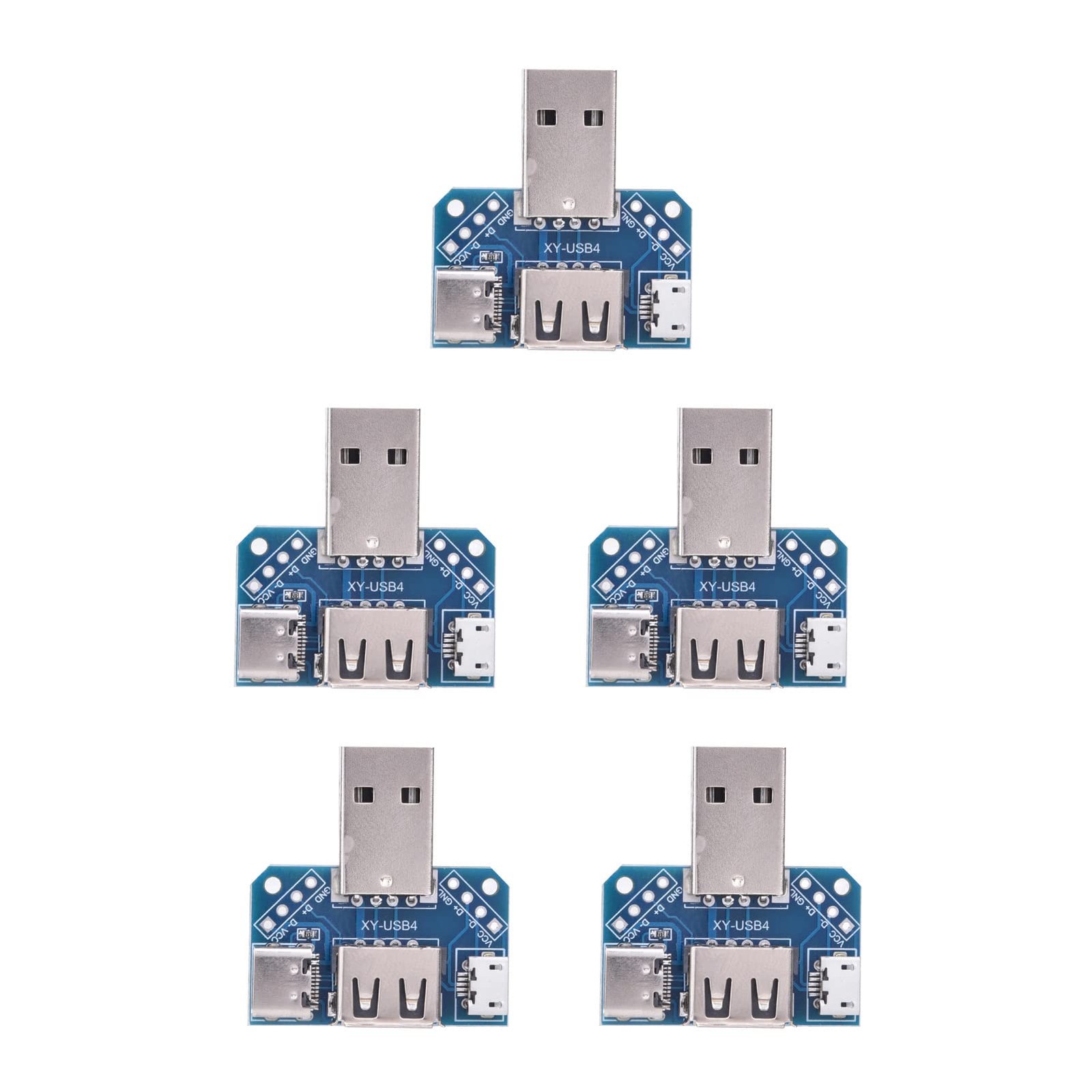 5 PCS USB Mini Board Pass Through Adapter Plate Male To Female Type C 4P PCB