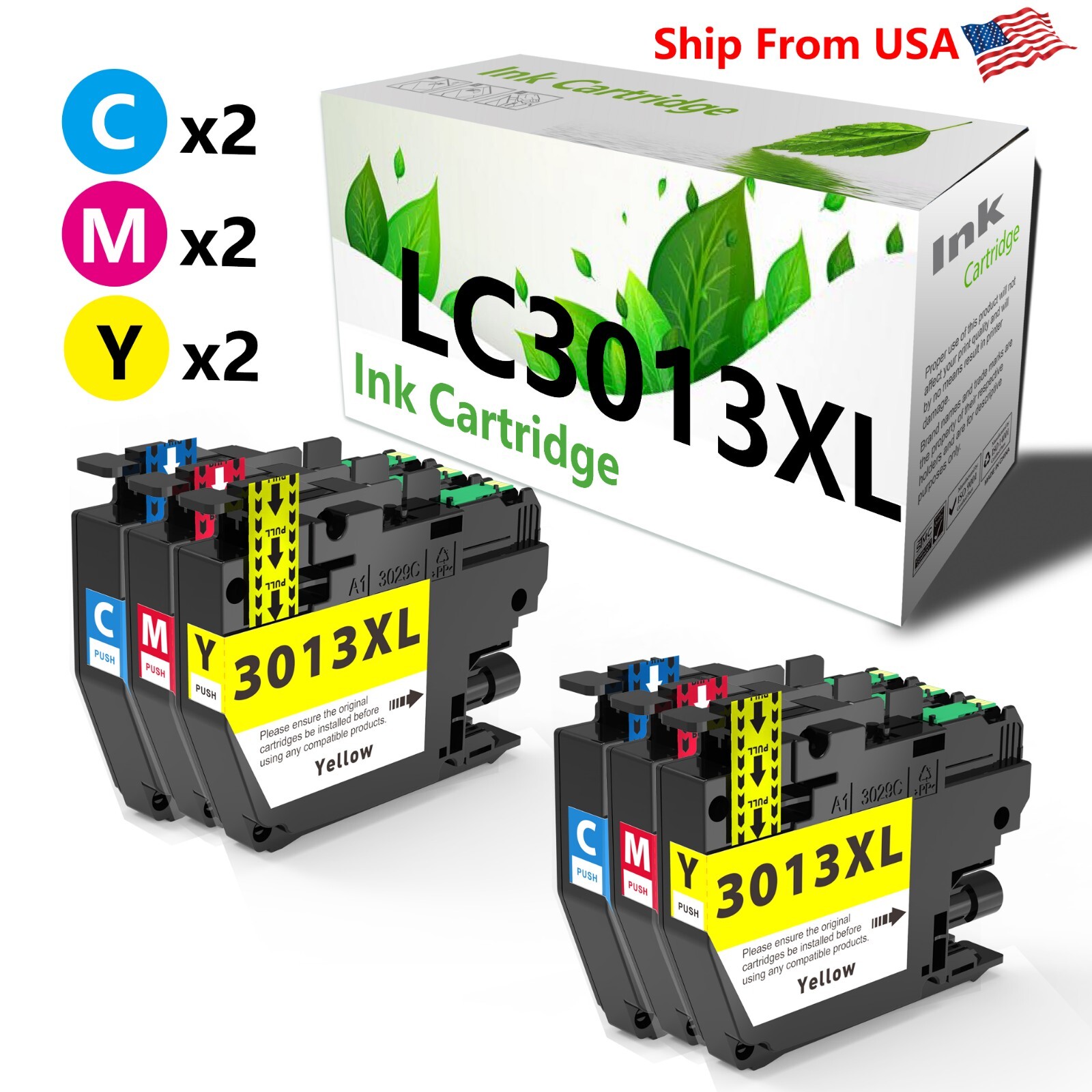 6PK Compatible Brother LC3013 Ink Cartridge Color for MFC-J491DW MFC-J497DW