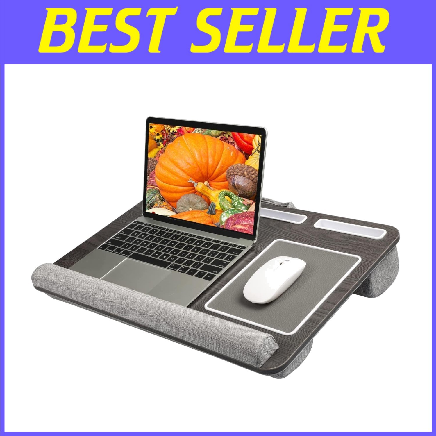 Eco-Friendly Portable Lap Desk with Built-In Cushion & Wrist Support for Laptops