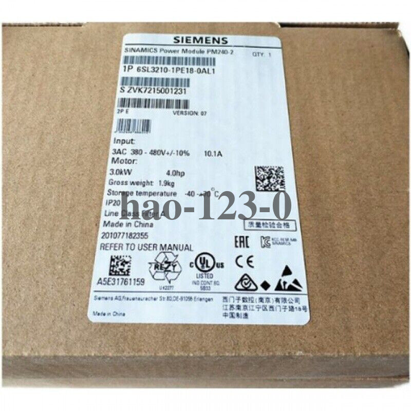 Siemens Power Module Frequency Converter 6SL3210-1PE18-0AL1 New Fast Shipping