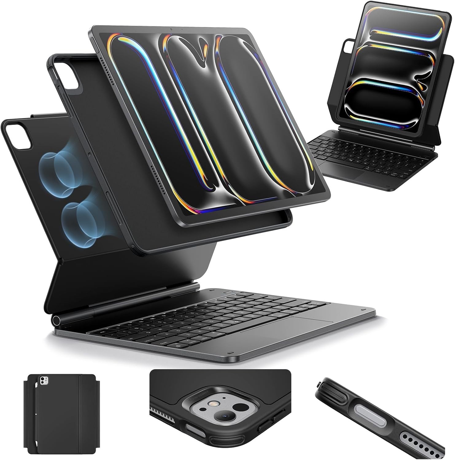 ESR Rebound 360 iPad Pro 11" M4 (2024) Case with Keyboard & Magnetic Stand Black