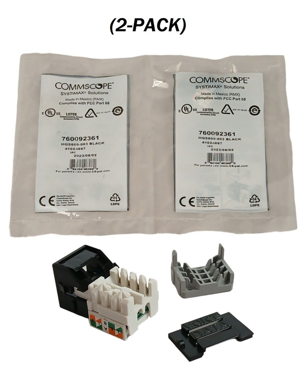 (2-PACK) NEW CommScope 760092361 GigaSPEED X10D MGS600 Series Information Outlet