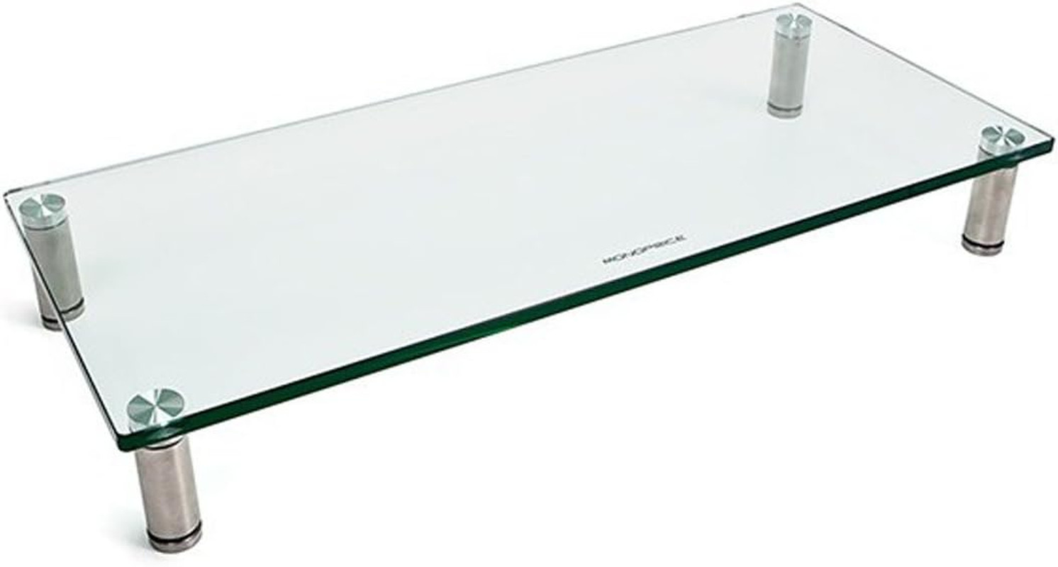 Monoprice Multimedia Desktop Stand, 22x9.5 Inch, Height Adjustable, Clear