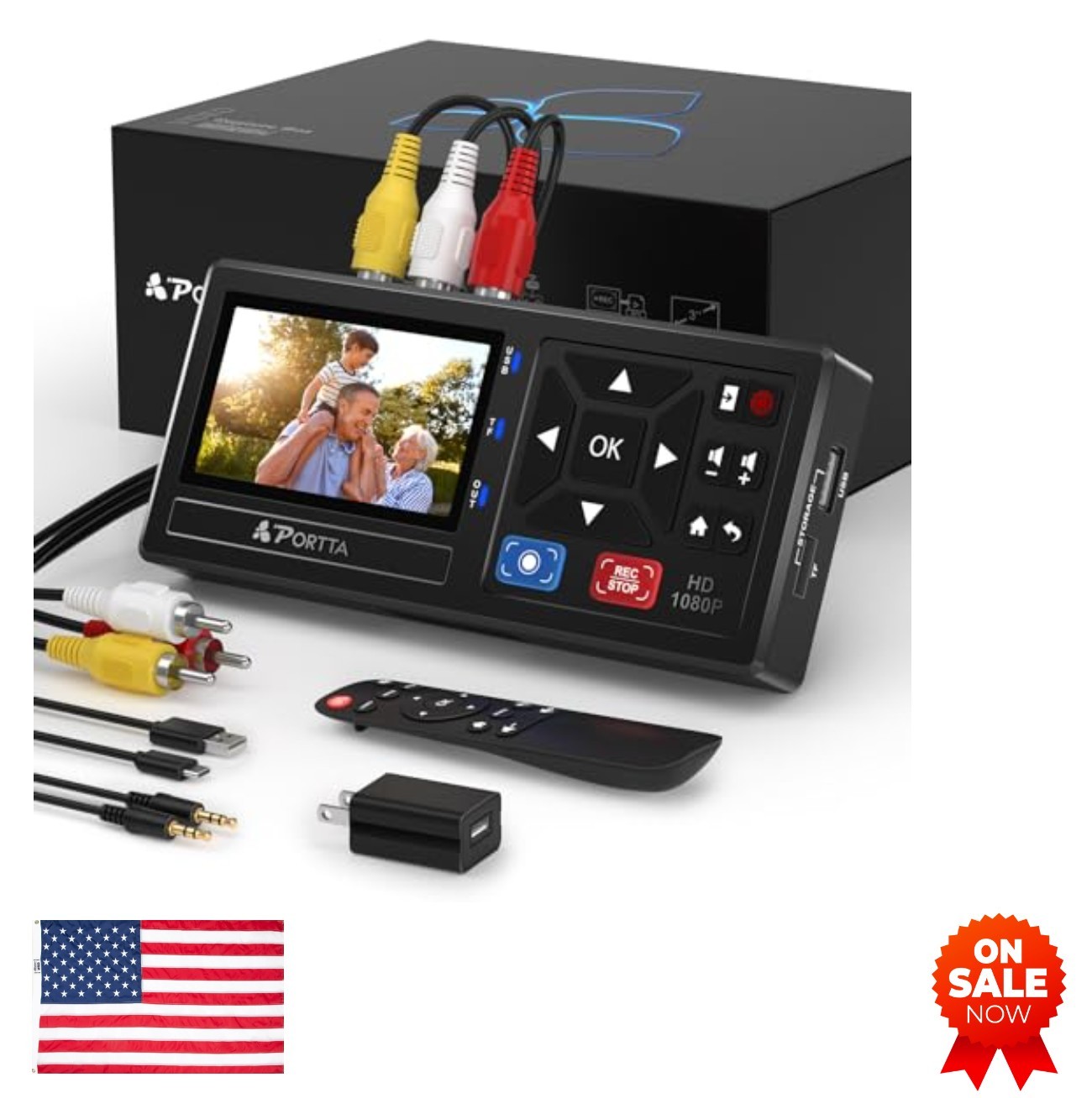 Video to Digital Converter VHS VCR Capture 1080P RCA S-Video USB SD Card