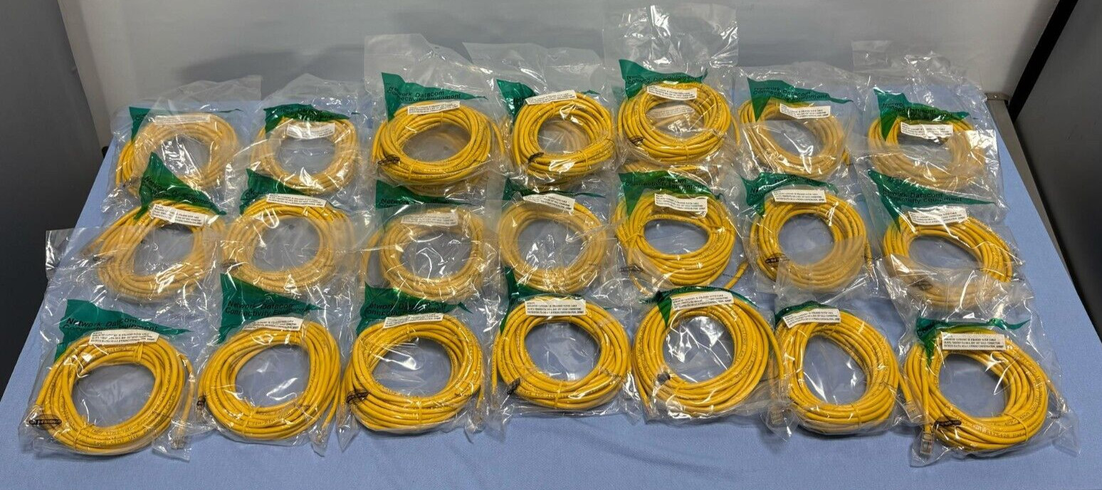 QTY 24 - Cat 5E 25FT Ethernet Cable UL/ETL RJ45 PCE25YL 50U” Gold Connectors