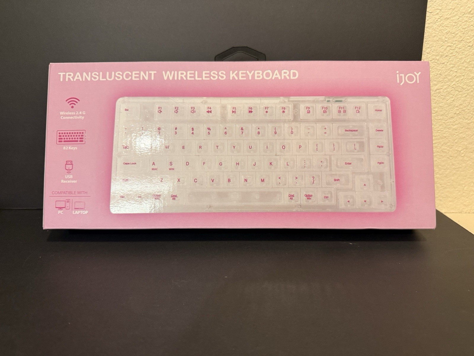 iJoy Wireless Pink Transparent/Translucent Keyboard NEW⌨️