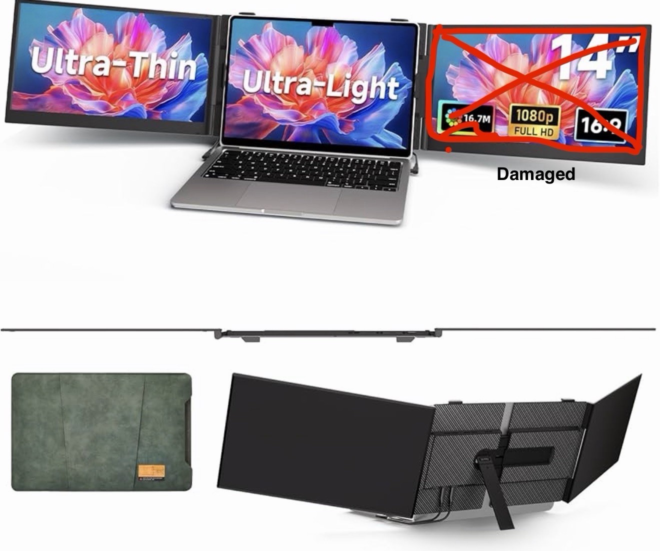 Laptop Screen Extender - 14" Ultra-Thin Portable Monitor 1080P READ DESCRIPTION